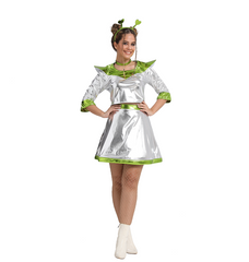 Damen Alien Silber Kleid Halloween cosplay Kostüm