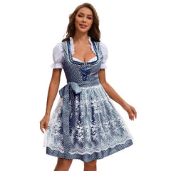 Damen Kleid Oktoberfest Münchner Bierfest Cosplay Kostüm Dirndl Halloween Faschingsanzug