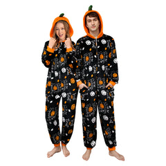 Erwachsene Kürbis Druck Pyjam einteiliger Pyjama für Halloween Pyjama Partys