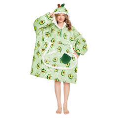 Erwachsene Unisex Avocado tragbar Decke mit Kapuze Homewear
