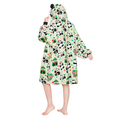 Erwachsene Unisex Panda tragbar Decke mit Kapuze Tiekostüm Homewear
