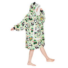 Erwachsene Unisex Panda tragbar Decke mit Kapuze Tiekostüm Homewear