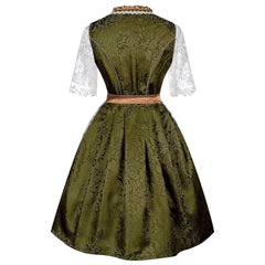 Grünes Damen Dirndl 3-teilig mit Bluse & Schürze - Bayerisches Trachtenkleid für Oktoberfest & Fasching