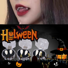 Halloween Vampirzähne Fangzähne mit Kleber – Falsche Zähne für Cosplay, Kostümparty & Zombie Verkleidung