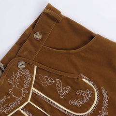 Herren Oktoberfest Trachtenhose mit Hosenträgern - Bayerische Kniebundhose in Lederhosen-Optik für Fasching