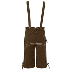 Herren Oktoberfest Trachtenhose mit Hosenträgern - Bayerische Kniebundhose in Lederhosen-Optik für Fasching