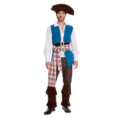 Herren Piratenkostüm blau Cosplay Kostüm Seeräuber Halloween Karneval Outfit