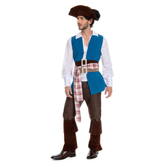 Herren Piratenkostüm blau Cosplay Kostüm Seeräuber Halloween Karneval Outfit