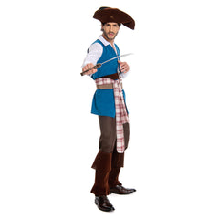 Herren Piratenkostüm blau Cosplay Kostüm Seeräuber Halloween Karneval Outfit