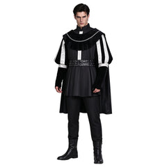 Herren Renaissance Tudor Königskostüm Schwarz – Dunkles Adelsgewand mit Umhang