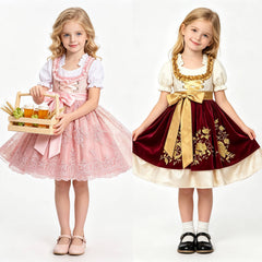 Hochwertiges Mädchen Dirndl 3-tlg. mit Stickerei - Edles Trachtenkleid für Oktoberfest & Fasching