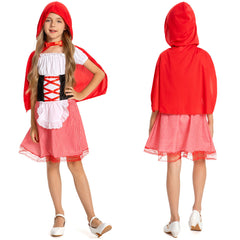 Kinder Mädchen Märchen Halloween Rotkäppchen Kleid Cosplay Kostüm Outfits Halloween Karneval Anzug