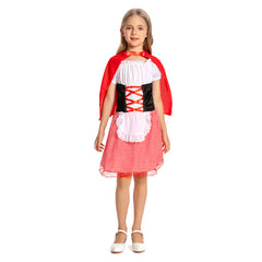 Kinder Mädchen Märchen Halloween Rotkäppchen Kleid Cosplay Kostüm Outfits Halloween Karneval Anzug