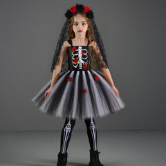 Kinder Mädchen Zombie tutu Kleid Cosplay Kostüm Halloween Karneval Party Anzug