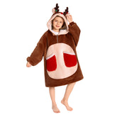Kinder Rentier tragbar Decke mit Kapuze Reh Bambi Tiekostüm Homewear