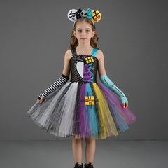Kinder The Nightmare before Christmas tutu Kleid Jack Sally Cosplay Kostüm Halloween Karneval Party Anzug