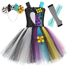 Kinder The Nightmare before Christmas tutu Kleid Jack Sally Cosplay Kostüm Halloween Karneval Party Anzug