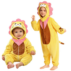 Kinder Löwe Tierkostüm Schlafanzug einteiliger Pyjama Bademäntel für Weihnachten Pajama Party
