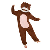 Lustiger Bär Onesie für Erwachsene – Flauschiger Fleece Tier-Jumpsuit & Schlafanzug braun