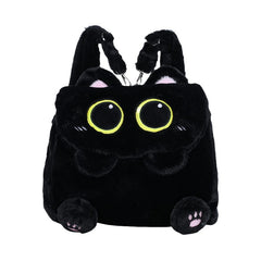 Niedliche Plüsch-schwarze Katze Form Rucksack schwarz – Süße KATZE Crossbody-Tasche & Schultertasche