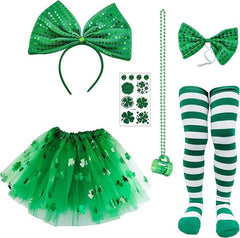 St. Patrick's day Klee Saree Haarbänder Halsketten Socken Schleifen Tattoo Aufkleber Cosplay Kostüm