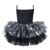 Halloween Kinder Tutu-Rock mit Spinnweben & Sternen-Print, Ballett-Tüllrock für Party & Kostüm