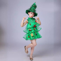 Kinder Mädchen Weihnachten Weihnachtsbaum Kleid Cosplay Kostüm Outfits Halloween Karneval Anzug