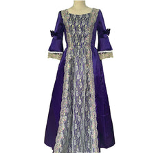 Damen Hofkleider Spitze Patchwork Kleid Vintage Mittelalterliche Mehrfarbige Kleid