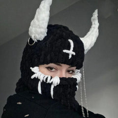 Erwachsenenhut Halloween Party Hasenohr Ohren Kopfbedeckung Warm Häkelmütze