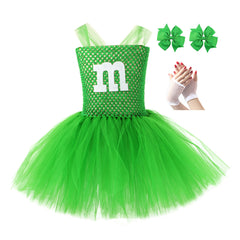 Kinder Mädchen M&M Bean Rollenspiel Kostüm Schokolade Candy Mesh Poncho tutu Kleid