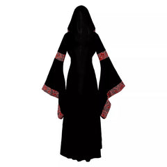 Damen Mittelalterliches langes Kleid Cosplay Viktorianisch Vintage Kapuzenkleider