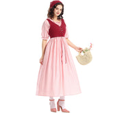 Damen Vintage Rosa Kleid Renaissance Viktorianisch Mittelalterlich Kleidung