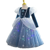 Kinder Mädchen Prinzessin blau tutu Kleid Umhang Cosplay Kostüm Halloween Karneval