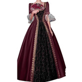 Damen Hofkleider Spitze Patchwork Kleid Vintage Mittelalterliche Renaissance Kleid