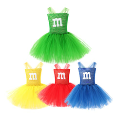 Kinder Mädchen M&M Bean Rollenspiel Kostüm Schokolade Candy Mesh Poncho tutu Kleid