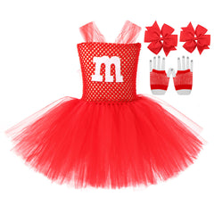 Kinder Mädchen M&M Bean Rollenspiel Kostüm Schokolade Candy Mesh Poncho tutu Kleid