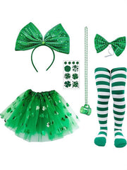 St. Patrick's day Klee Saree Haarbänder Halsketten Socken Schleifen Tattoo Aufkleber Cosplay Kostüm