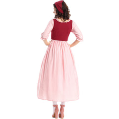 Damen Vintage Rosa Kleid Renaissance Viktorianisch Mittelalterlich Kleidung