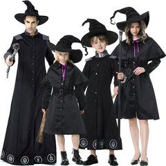 Erwachsene Robe Wizard Witch Hexe Eltern-Kind Anziehsachen Cosplay Kostüm Halloween Karneval Party Anzug