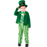 Kinder St. Patrick Cosplay Kostüm Kleideranzug mit Kleeblattmuster Party Halloween Karneval Anzug