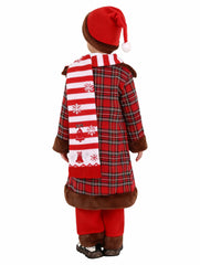 Kinder Weihnachten Kostüm mit rotem Karomuster Weihnachtsmann-Outfit Weihnachtsfeier Schulfest-Auftrittskostüm