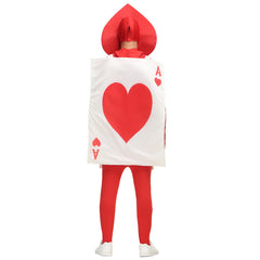 Erwachsene Kinder Unisex-Kostüm für Halloween Bühnenkostüm mit Spielkarten und Herz-Ass
