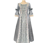 Damen Hofkleider Spitze Patchwork Kleid Vintage Mittelalterliche Mehrfarbige Kleid