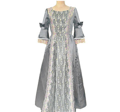 Damen Hofkleider Spitze Patchwork Kleid Vintage Mittelalterliche Mehrfarbige Kleid