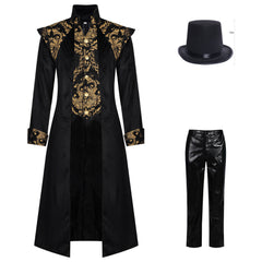 Herren Viktorianischer Gothic Herren Frack - Mittelalter Steampunk Jacke, Retro Uniform Mantel für Karneval Bühnenauftritt