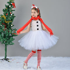 Weihnachten Kinder Mädchen tutu Kleid weiß Cosplay Kostüm Weihnachtskleid Party Anzug