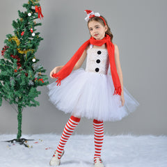 Weihnachten Kinder Mädchen tutu Kleid weiß Cosplay Kostüm Weihnachtskleid Party Anzug