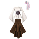 Damen Kleid Mittelalterlicher Piratenrock Cosplay Kostüm Outfits Halloween Karneval Anzug