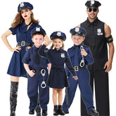 Kinder/Erwachsene Polizei Berufsuniform Cosplay Kostüm Outfits Halloween Karneval Anzug