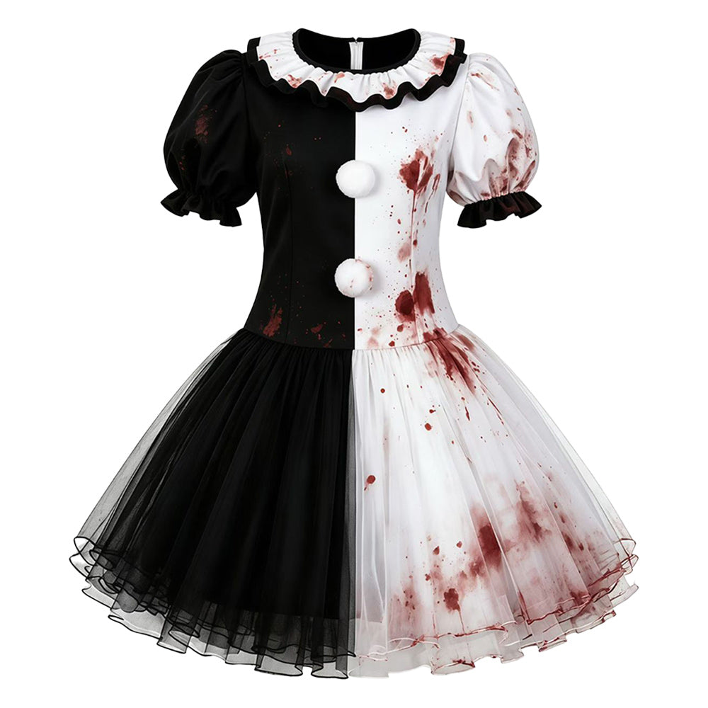 Damen Clown Kleid Terrifier-Cosplay-Kostüm für Halloween, Karneval und Partys